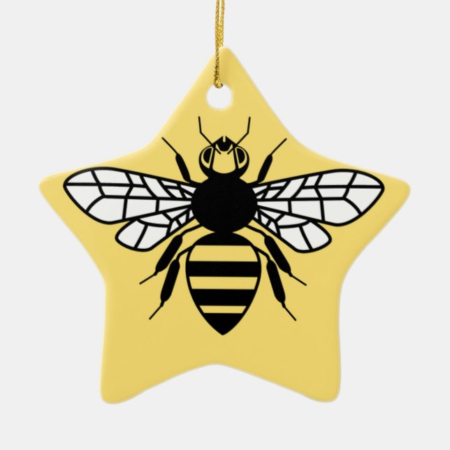 Manchester Bee Ceramic Tree Decoration (Front)