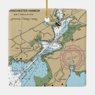 Manchester By The Sea MA Chart Ceramic Ornament