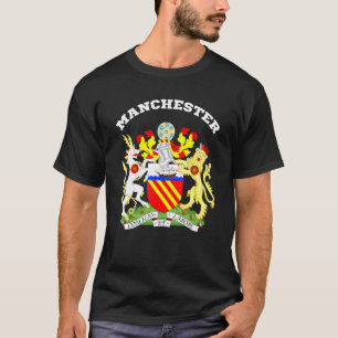 Manchester Coat Of Arms Souvenir Flag England T-Shirt
