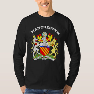 Manchester Coat Of Arms Souvenir Flag England T-Shirt