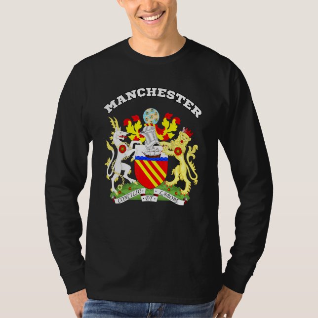 Manchester Coat Of Arms Souvenir Flag England T-Shirt (Front)