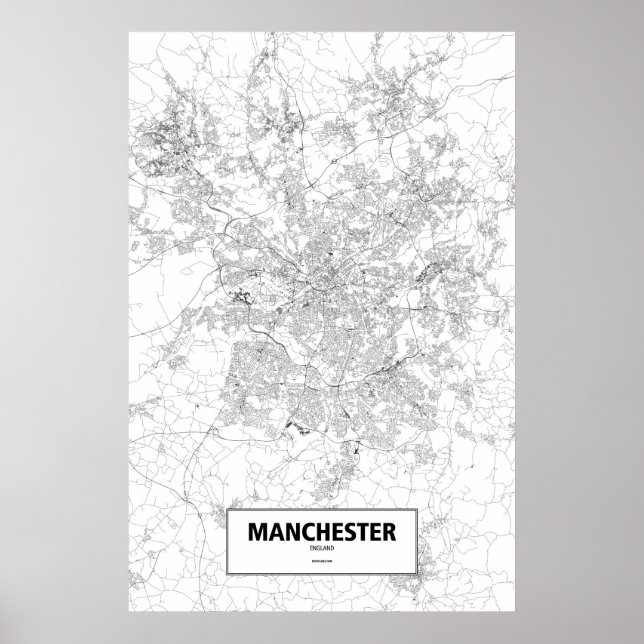 Manchester, England (black on white) Poster (Front)