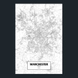 Manchester, England (black on white) Poster<br><div class="desc">Intricate posters of cities outlined only by their roads in beautiful detail. Routelines artwork copyright (c)2013 Nicholas Rougeux. Map data outside the US is (c) OpenStreetMap (http://www.openstreetmap.org) contributors,  CC BY-SA (http://creativecommons.org/licenses/by-sa/2.0/). Learn more at www.Routelines.com</div>