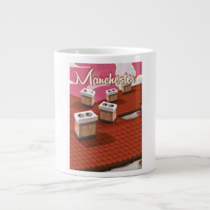 Manchester, England cartoon travel poster Large Coffee Mug
