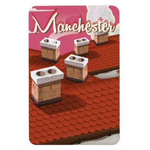 Manchester, England cartoon travel poster Magnet