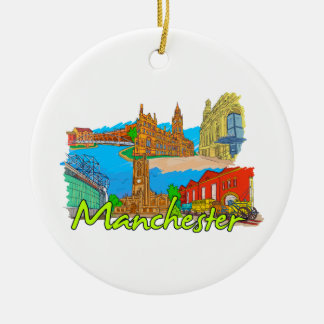 Manchester - England.png Ceramic Tree Decoration
