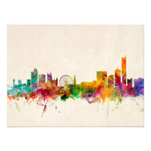 Manchester England Skyline Cityscape Photo Print