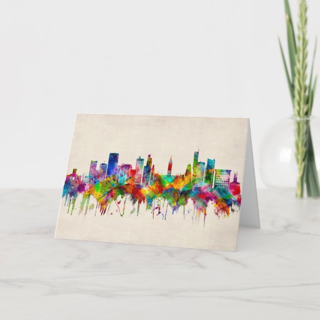 Manchester England Skyline Holiday Card (Front)