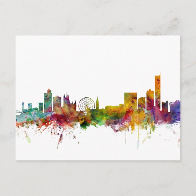 Manchester England Skyline Postcard (Front)