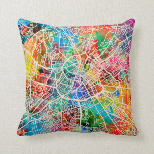 Manchester England Street City Map Cushion