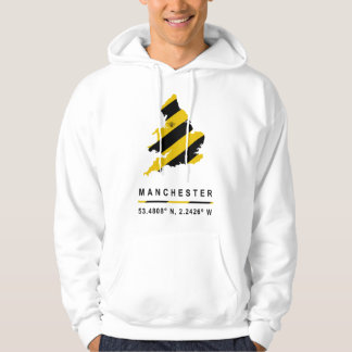 Manchester GPS Coordinates Bee Map   Hoodie