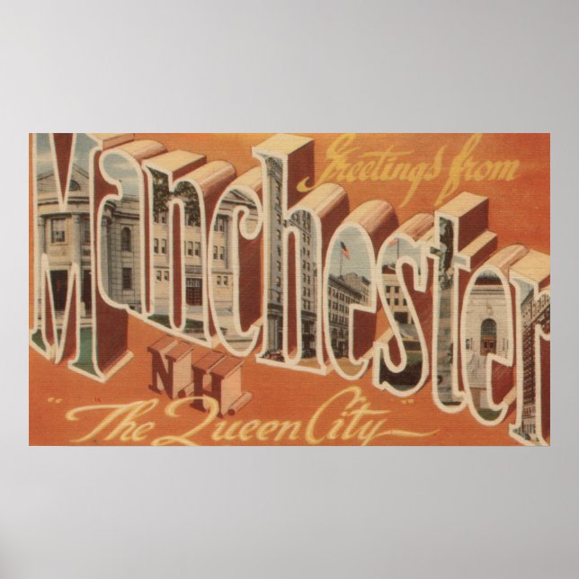 Manchester, New Hampshire - Large Letter Poster (Front)