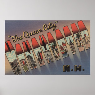 Manchester, New Hampshire - Large Letter Scenes Poster