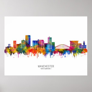 Manchester New Hampshire Skyline Poster