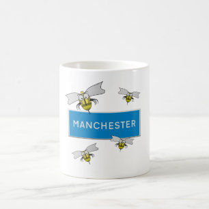 Manchester road sign with bees. coffee mug