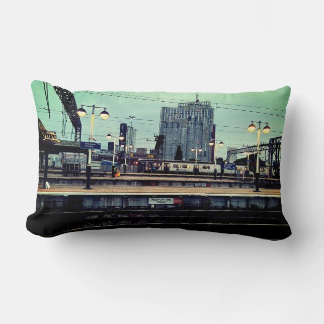 Manchester station view lumbar cushion (Front)