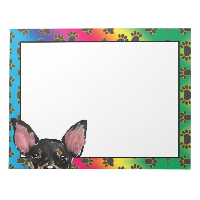 Manchester Terrier colourful dog paw pattern  Notepad (Front)