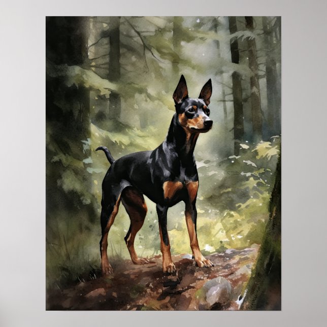Manchester Terrier Dog Art Print Poster (Front)