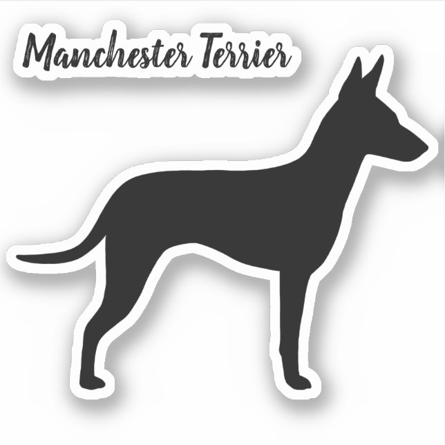 Manchester Terrier Dog Silhouette Vinyl Sticker (Front)