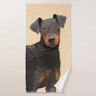 Manchester Terrier Painting Original Animal Art Bath Towel Set