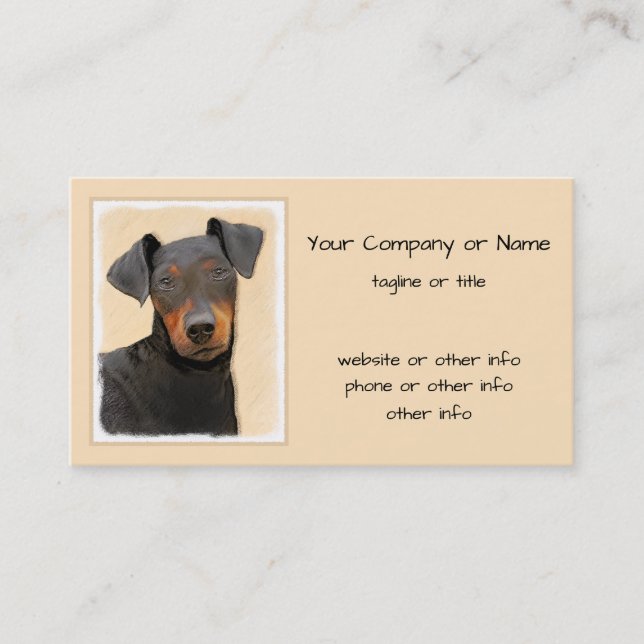 Manchester Terrier Painting Original Animal Art Business Card (Front)