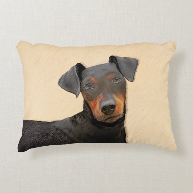 Manchester Terrier Painting Original Animal Art Decorative Cushion (Front)
