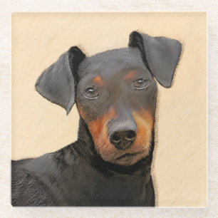 Manchester Terrier Painting Original Animal Art Glass Coaster
