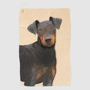 Manchester Terrier Painting Original Animal Art Golf Towel