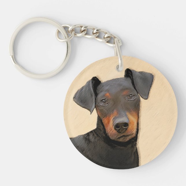 Manchester Terrier Painting Original Animal Art Key Ring (Front)