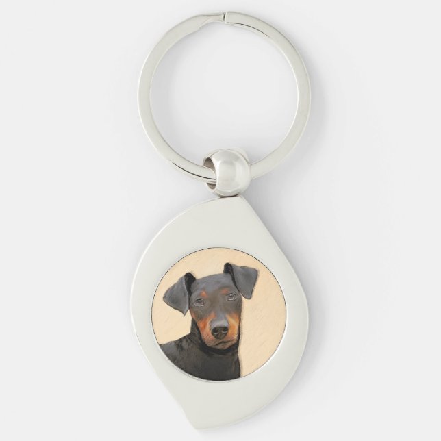 Manchester Terrier Painting Original Animal Art Key Ring (Front)
