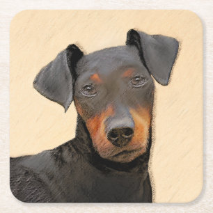 Manchester Terrier Painting Original Animal Art Square Paper Coaster