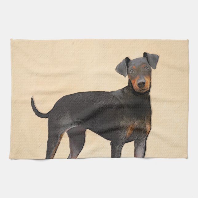 Manchester Terrier Painting Original Animal Art Tea Towel (Horizontal)