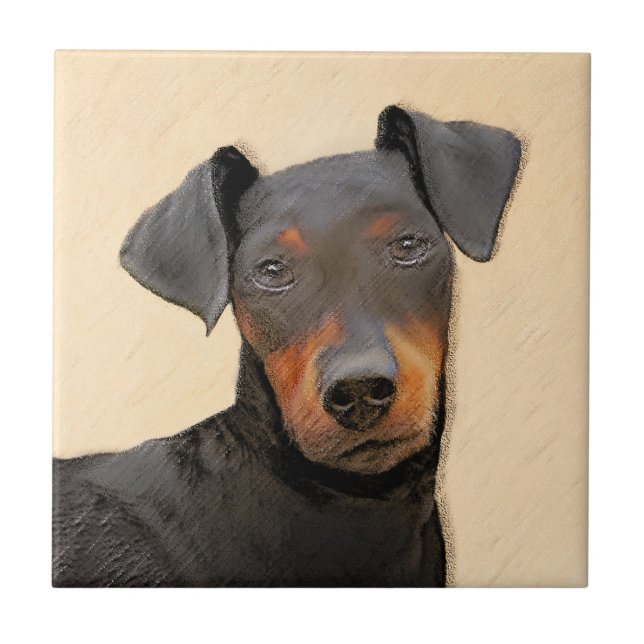 Manchester Terrier Painting Original Animal Art Tile (Front)