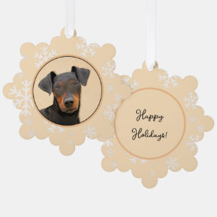 Manchester Terrier Painting Original Animal Art Tree Decoration Card