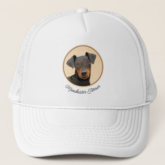 Manchester Terrier Painting Original Animal Art Trucker Hat (Front)