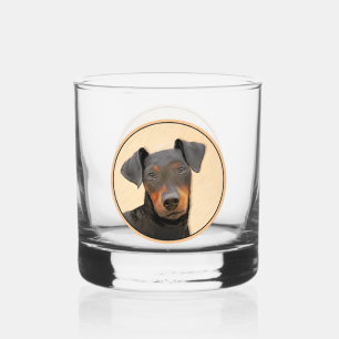 Manchester Terrier Painting Original Animal Art Whiskey Glass