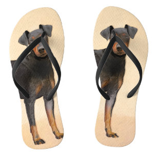 Manchester Terrier Painting - Original Dog Art Jandals