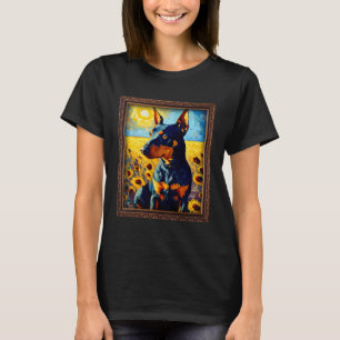 Manchester Terrier Painting Sunflower Flower Mom W T-Shirt