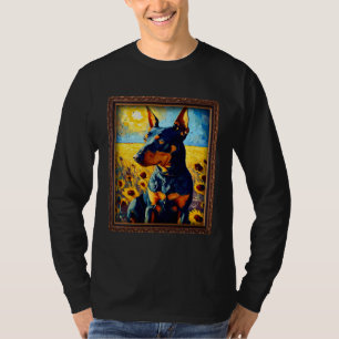 Manchester Terrier Painting Sunflower Flower Mom W T-Shirt