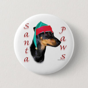 Manchester Terrier Santa Paws 6 Cm Round Badge