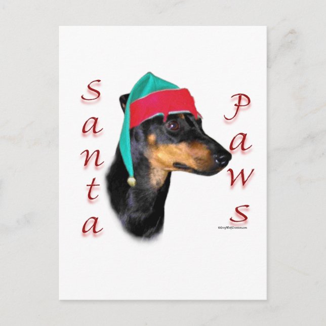 Manchester Terrier Santa Paws Holiday Postcard (Front)