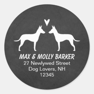 Manchester Terrier Silhouettes Love Return Address Classic Round Sticker
