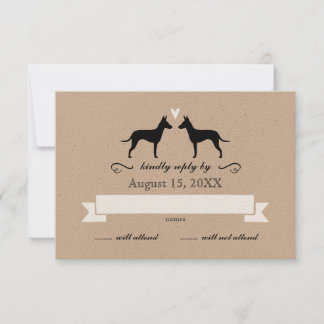 Manchester Terrier Silhouettes Wedding Reply RSVP Card