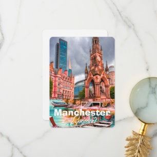 Manchester Travel Postcard Art, Manchester Travel