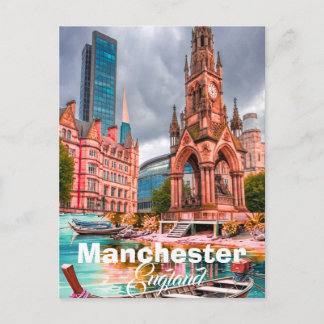 Manchester Travel Postcard Art, Manchester Travel 