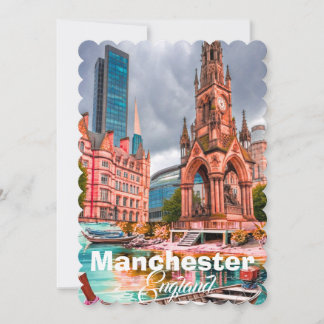 Manchester Travel Postcard Art, Manchester Travel 