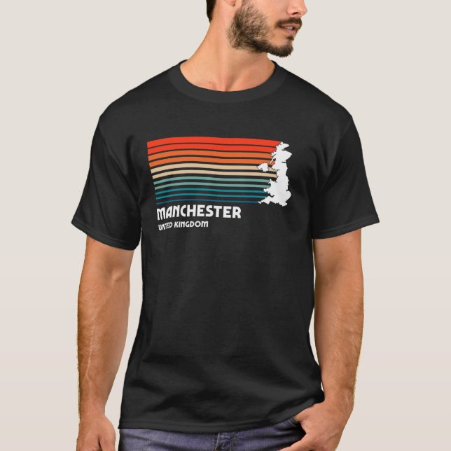 Manchester UK Retro Vintage Style Graphic T-Shirt (Front)