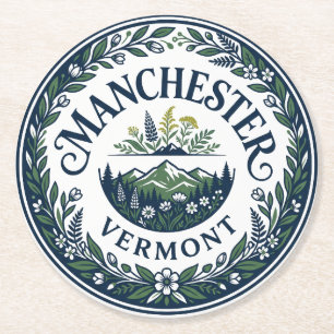 Manchester, Vermont Vermont Round Paper Coaster