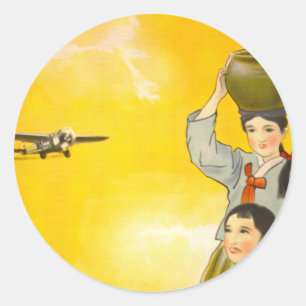 Manchuria Air Classic Round Sticker