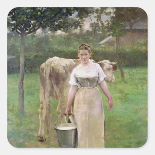 Manda Lametrie, The Farm Maid, 1887 Square Sticker